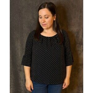 Michael Kors Black and White Polka Dot 3/4 Sleeve Sze M